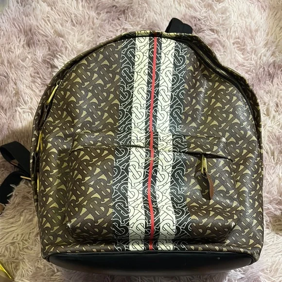 Burberry Bags Burberry Brown And White Backpack With Monogram